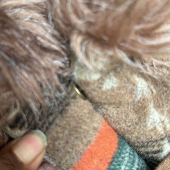 BB Dakota Navajo Bostwick Aztec Wool Faux Fur Southwestern Blanket Jacket Coat S - Picture 5 of 10